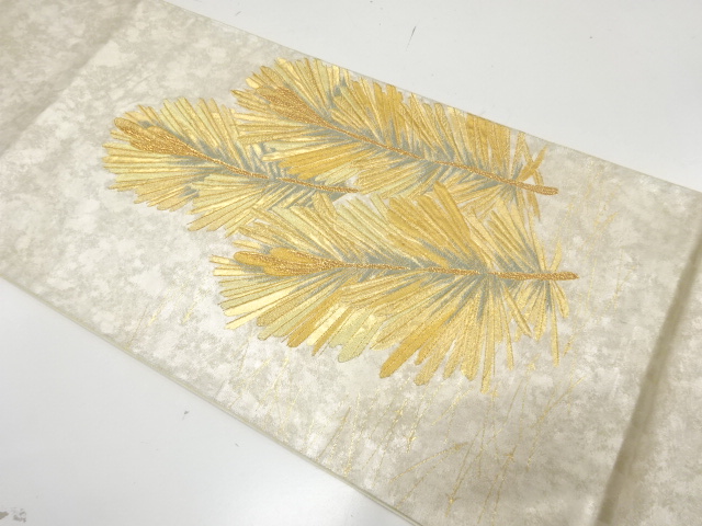 JAPANESE KIMONO / ANTIQUE FUKURO OBI / SILK / WOVEN YOUNG PINE